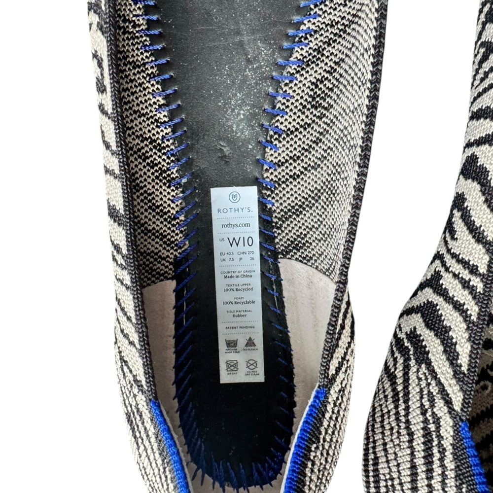 Rothy’s The Point Flats Zebra Print Black White S… - image 3